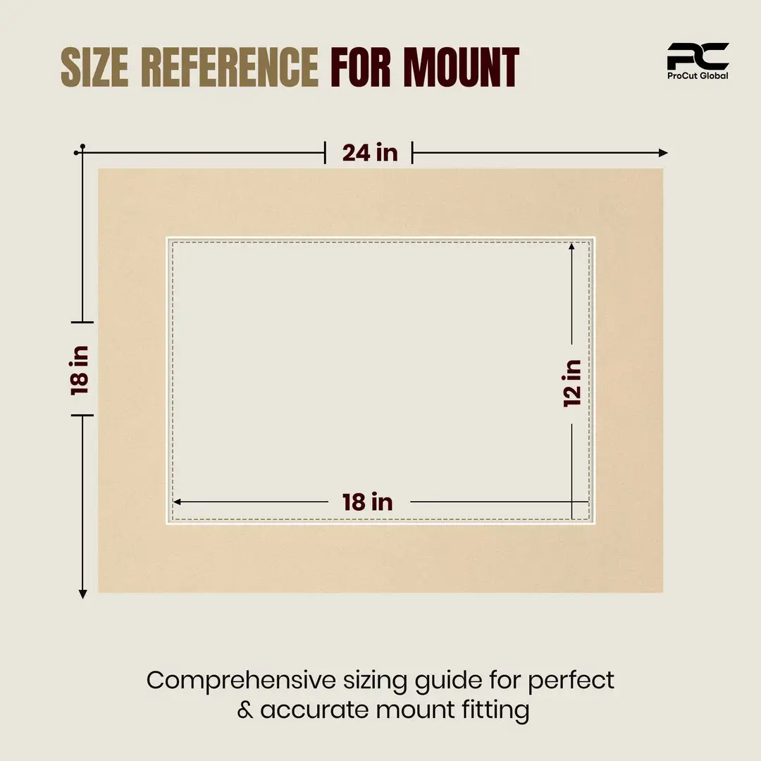 Ivory 24x18" Picture Mount With 18x12" Aperture | Acid-Free Picture Mount Board thumbnail 3