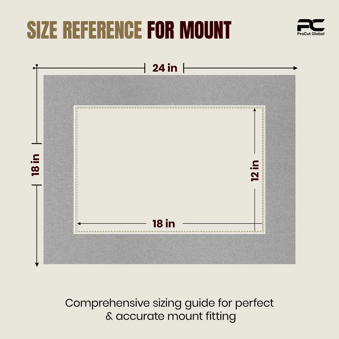 Silver 24x18" Picture Mount With 18x12" Aperture | Acid-Free Mat Board For Picture Frames thumbnail 3
