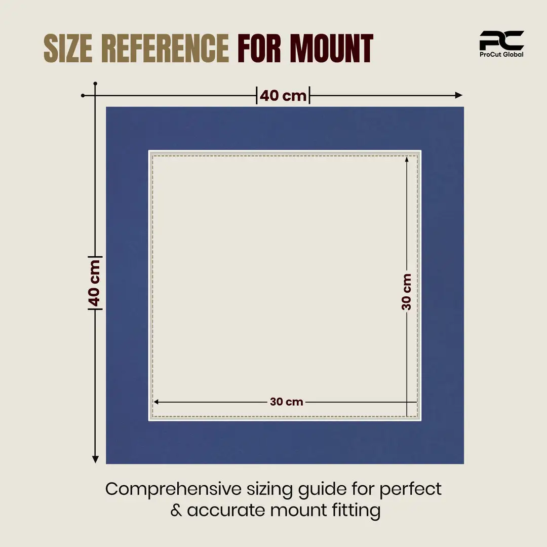 Blue 40x40cm Picture Mount With 30x30cm Aperture | Acid-Free Mat Board For Picture Frames thumbnail 3