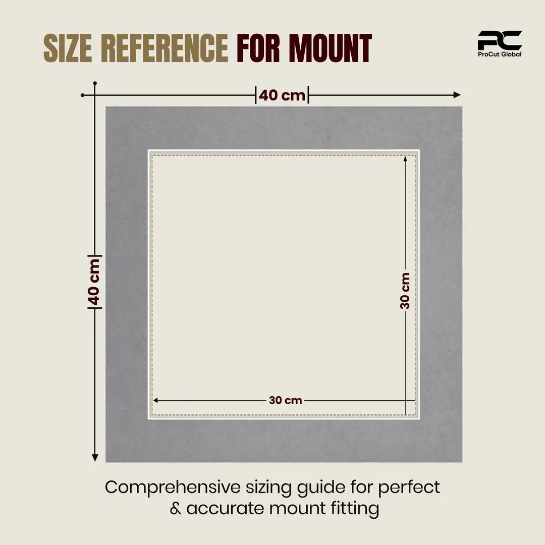 Mid Grey 40x40cm Picture Mount With 30x30cm Aperture | Acid-Free Mat Board For Picture Frames thumbnail 3