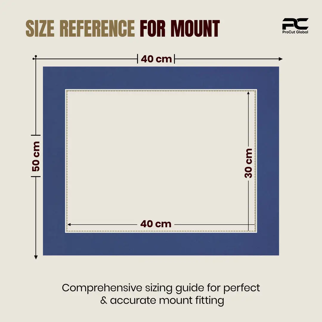 Blue 50x40cm Picture Mount With 40x30cm Aperture | Acid-Free Mat Board For Picture Frames thumbnail 3