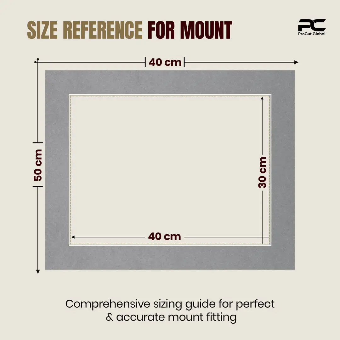Mid Grey 50x40cm Picture Mount With 40x30cm Aperture | Acid-Free Mat Board For Photos & Artwork thumbnail 3