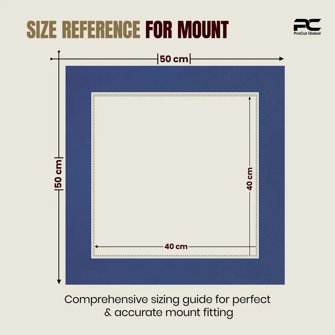 Blue 50x50cm Picture Mount With 40x40cm Aperture | Acid-Free Mat Board For Photos & Artwork thumbnail 3