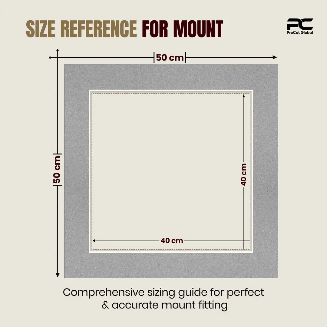Silver 50x50cm Picture Mount With 40x40cm Aperture | Acid-Free Picture Mount Board thumbnail 3