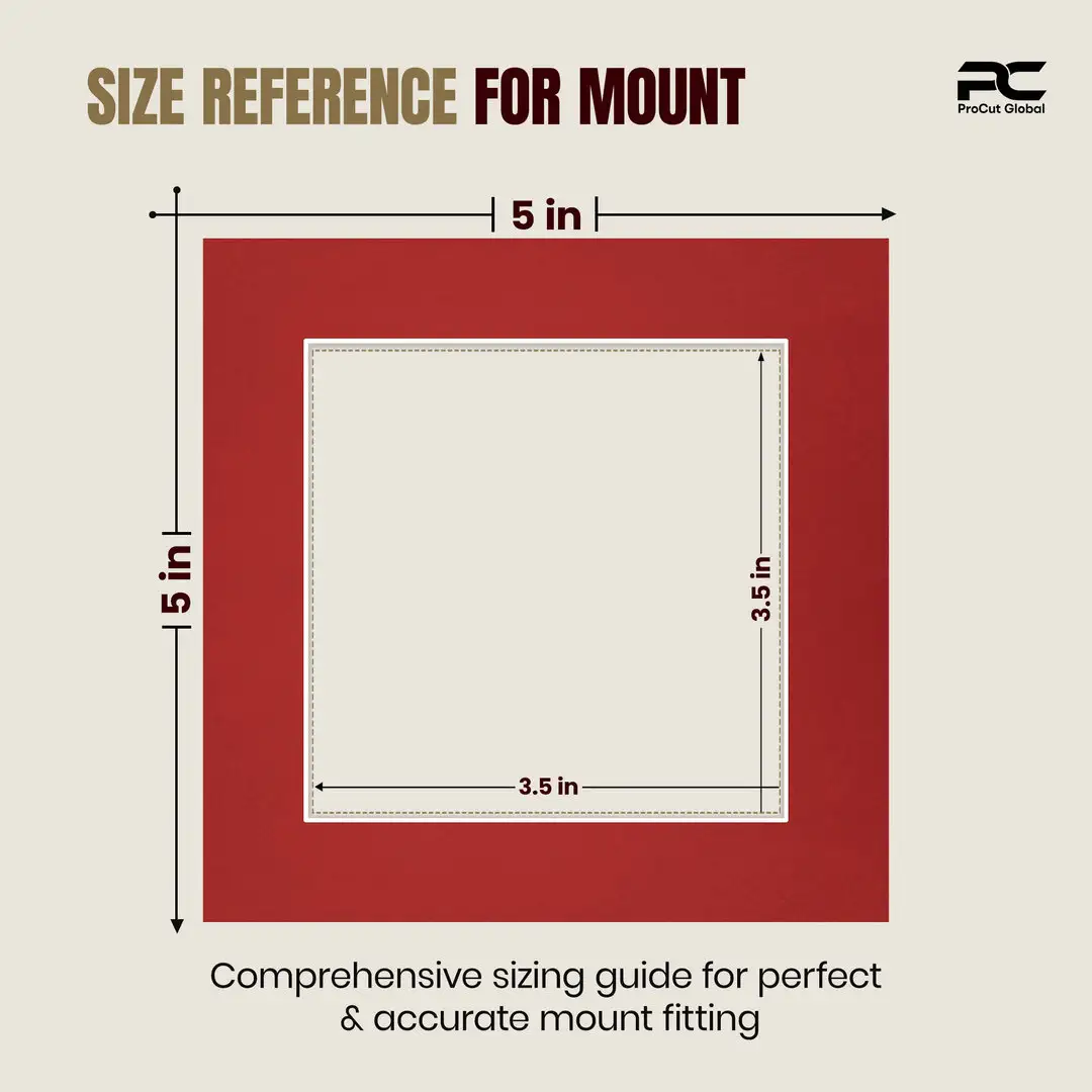 Crimson 5x5" Picture Mount With 3.5x3.5" Aperture | Acid-Free Picture Mount Board thumbnail 3