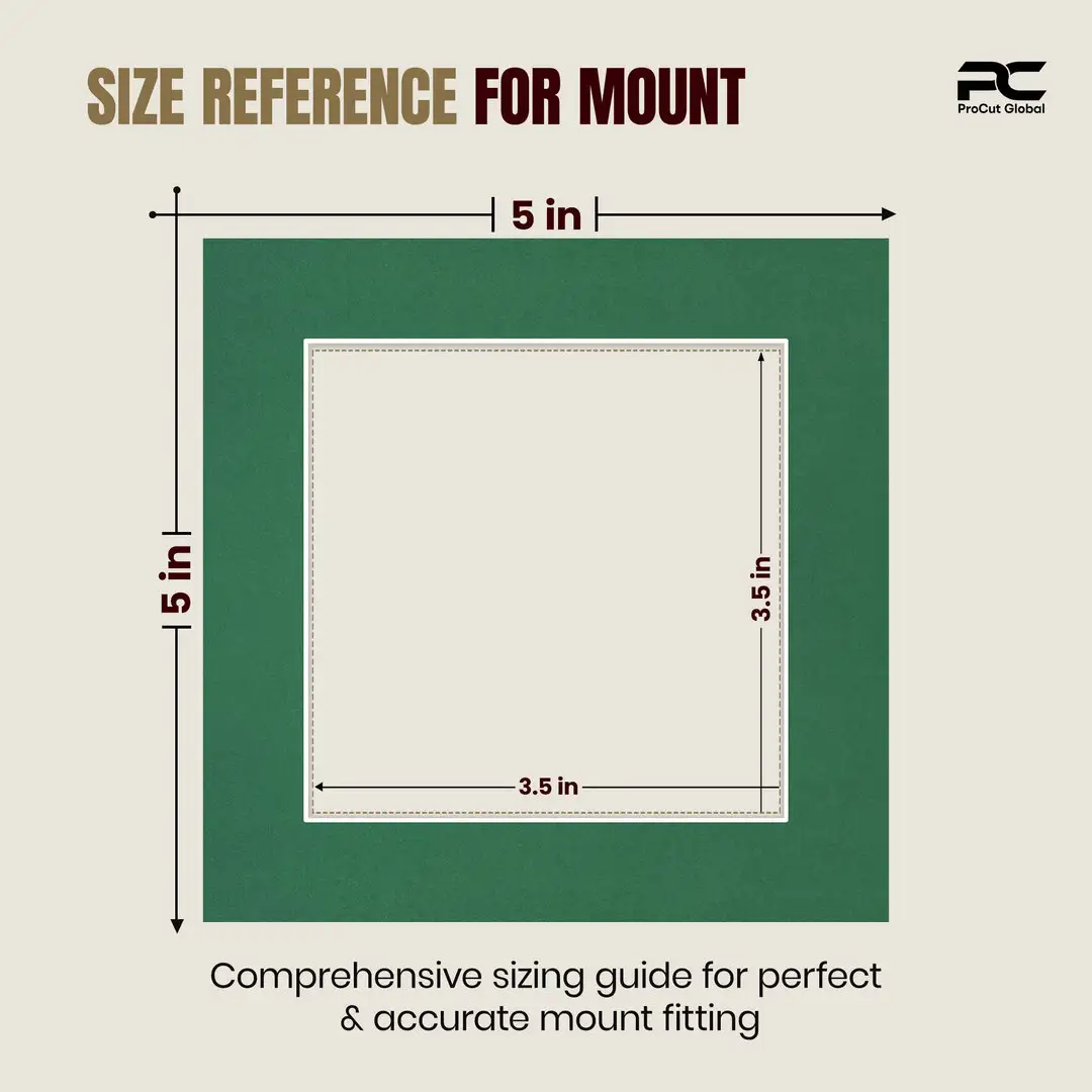 Emerald (Green) 5x5" Picture Mount With 3.5x3.5" Aperture | Acid-Free Mat Board For Picture Frames thumbnail 3