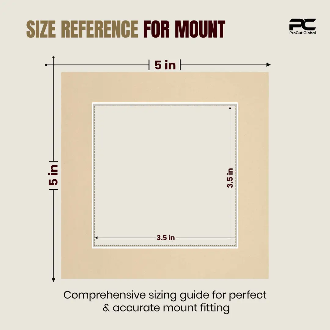 Ivory 5x5" Picture Mount With 3.5x3.5" Aperture | Acid-Free Picture Mount Board thumbnail 3