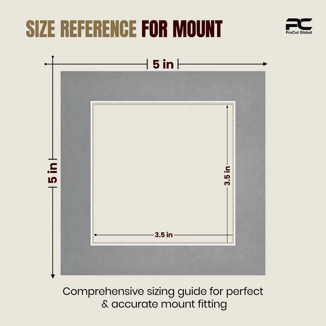 Mid Grey 5x5" Picture Mount With 3.5x3.5" Aperture | Acid-Free Picture Mount Board thumbnail 3
