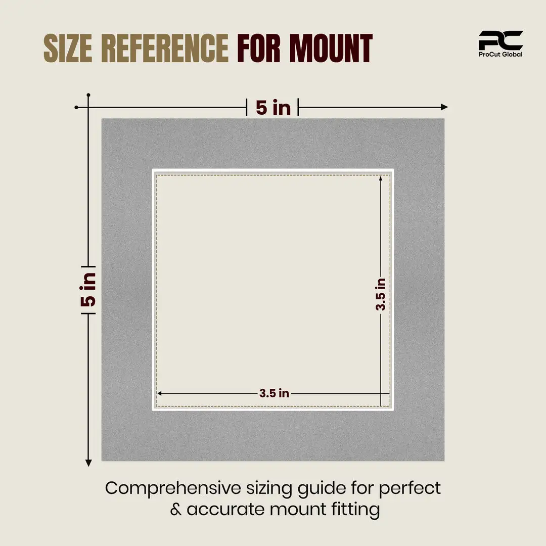 Silver 5x5" Picture Mount With 3.5x3.5" Aperture | Acid-Free Mat Board For Photos & Artwork thumbnail 3