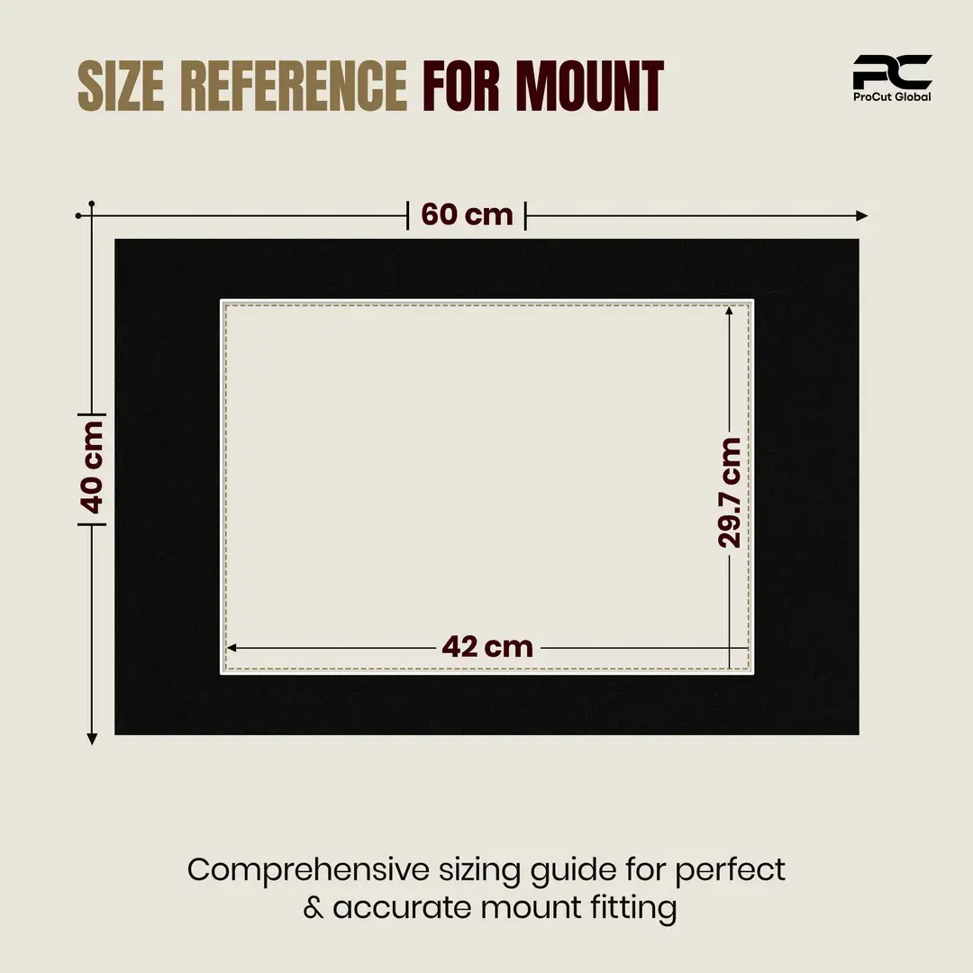 Black 60x40cm Picture Mount With A3 Aperture | Acid-Free Mat Board For Picture Frames thumbnail 3