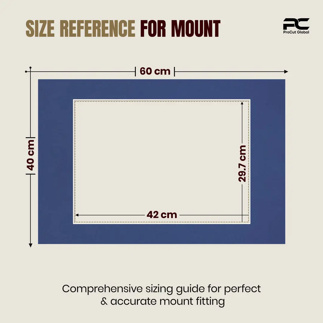Blue 60x40cm Picture Mount With A3 Aperture | Acid-Free Mat Board For Picture Frames thumbnail 3