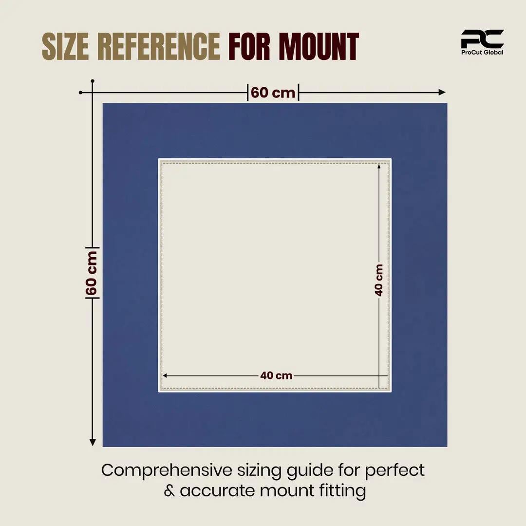 Blue 60x60cm Picture Mount With 40x40cm Aperture | Acid-Free Mat Board For Picture Frames thumbnail 3