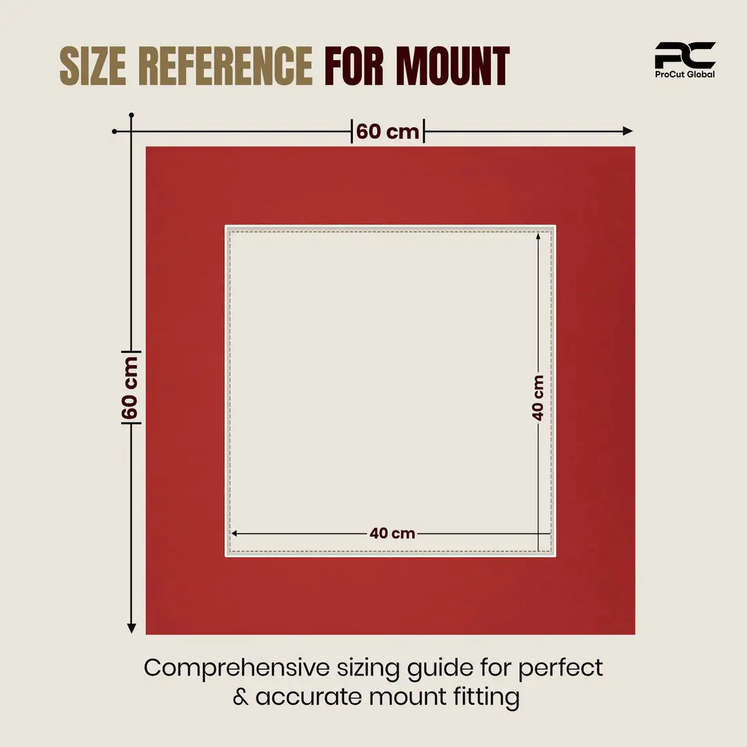 Crimson 60x60cm Picture Mount With 40x40cm Aperture | Acid-Free Picture Mount Board thumbnail 3