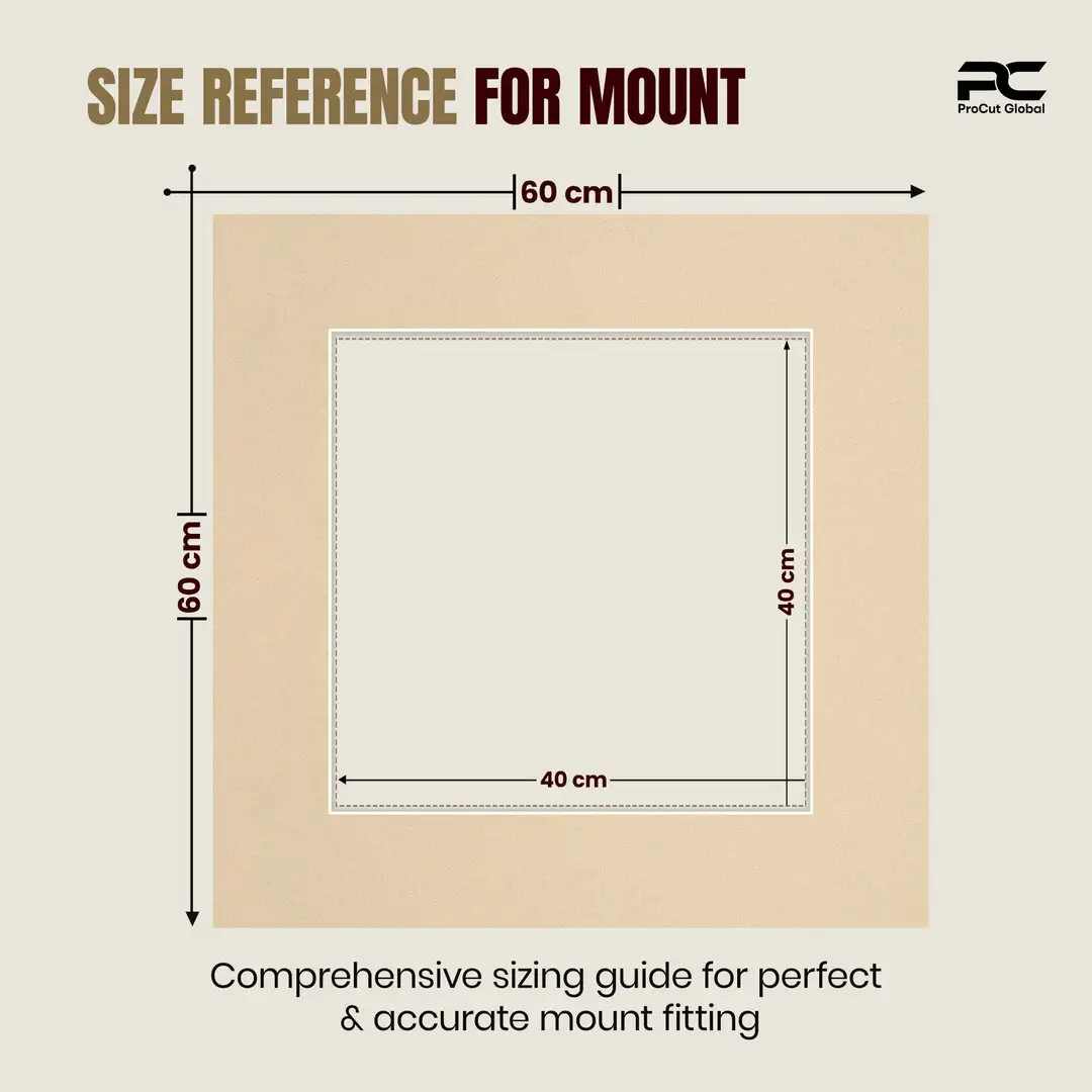 Ivory 60x60cm Picture Mount With 40x40cm Aperture | Acid-Free Mat Board For Photos & Artwork thumbnail 3