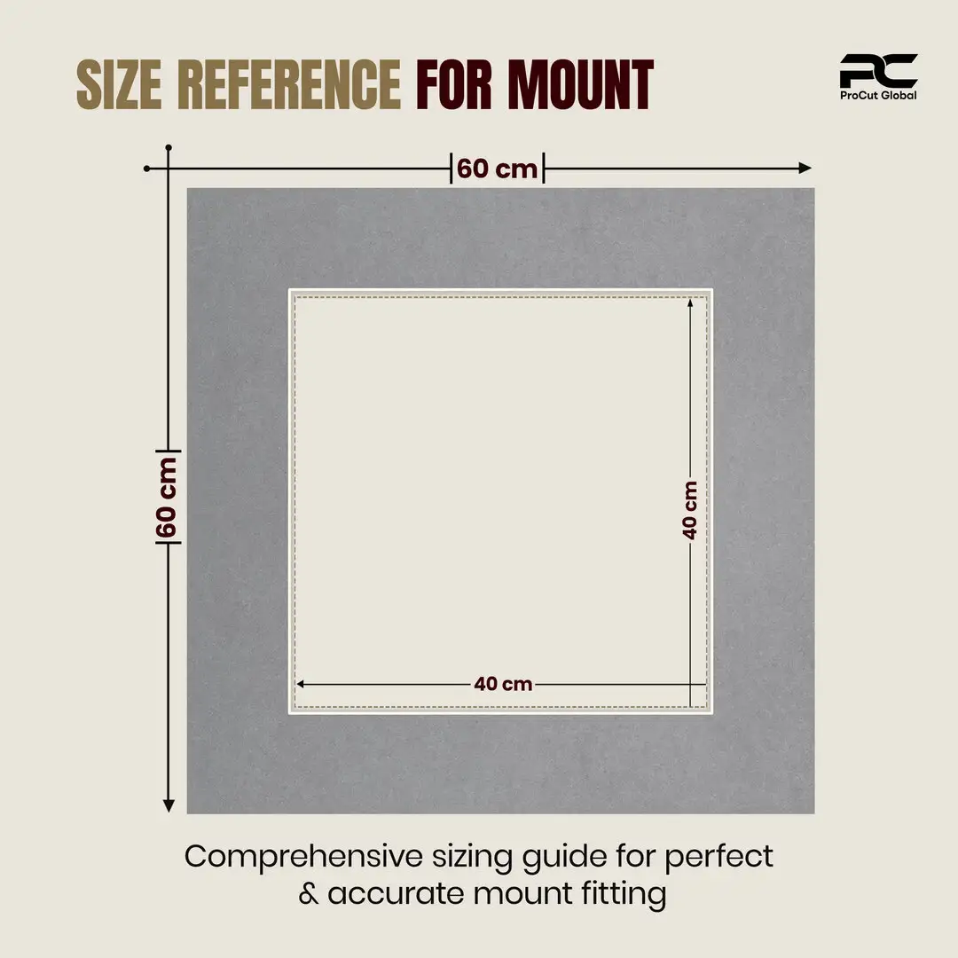 Mid Grey 60x60cm Picture Mount With 40x40cm Aperture | Acid-Free Mat Board For Photos & Artwork thumbnail 3
