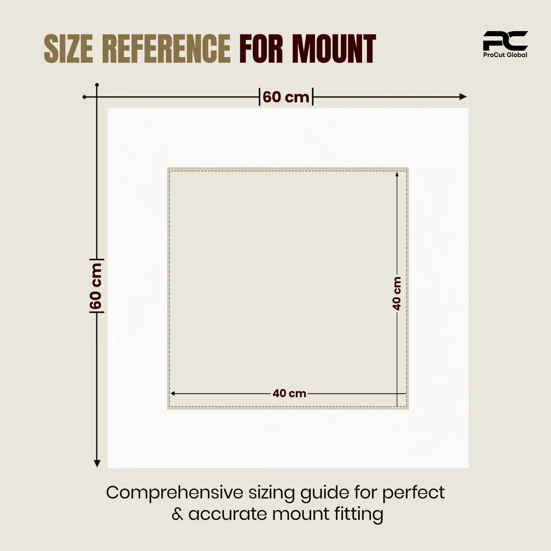 Ice White 60x60cm Picture Mount With 40x40cm Aperture | Acid-Free Picture Mount Board thumbnail 3