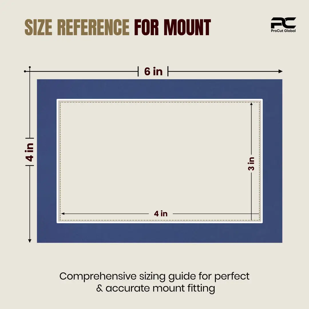 Blue 6x4" Picture Mount With 4x3" Aperture | Acid-Free Picture Mount Board thumbnail 3