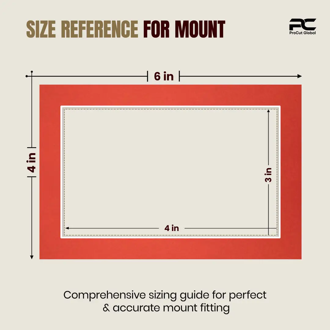 Poppy Red 6x4" Picture Mount With 4x3" Aperture | Acid-Free Mat Board For Picture Frames thumbnail 3