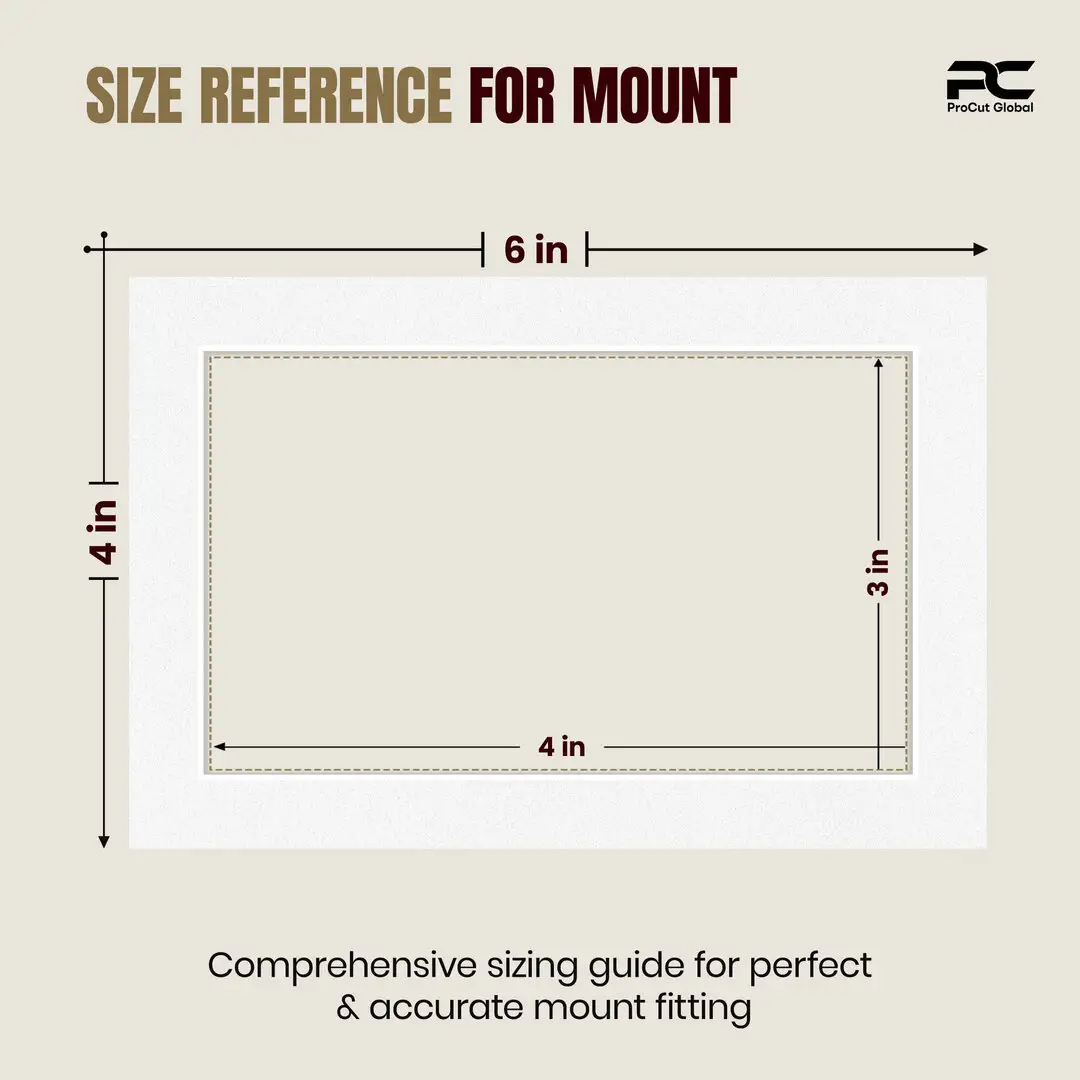 Ice White 6x4" Picture Mount With 4x3" Aperture | Acid-Free Picture Mount Board thumbnail 3