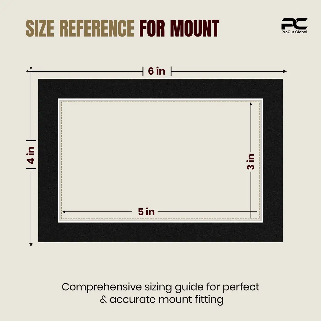 Black 6x4" Picture Mount With 5x3" Aperture | Acid-Free Mat Board For Photos & Artwork thumbnail 3