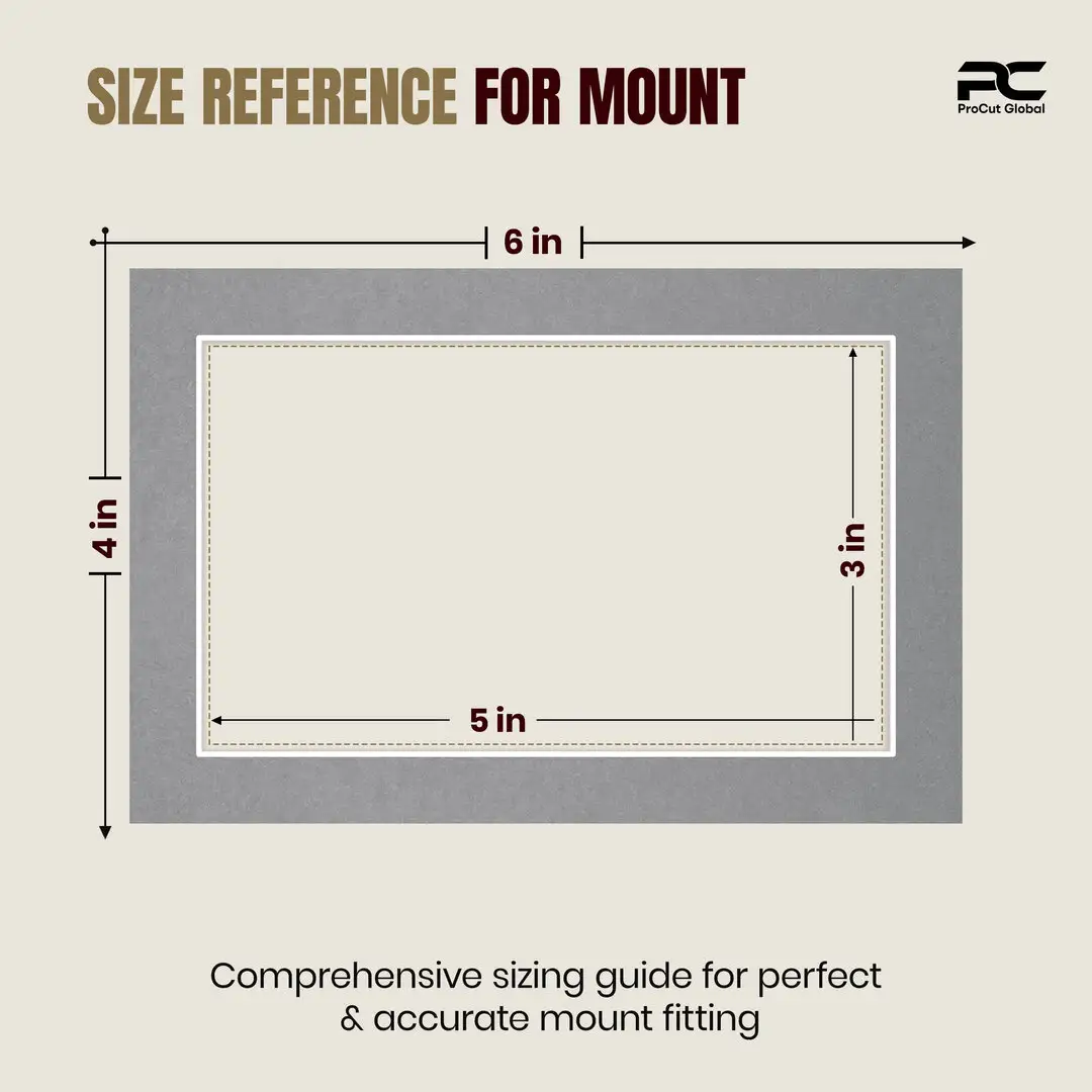 Mid Grey 6x4" Picture Mount With 5x3" Aperture | Acid-Free Mat Board For Photos & Artwork thumbnail 3