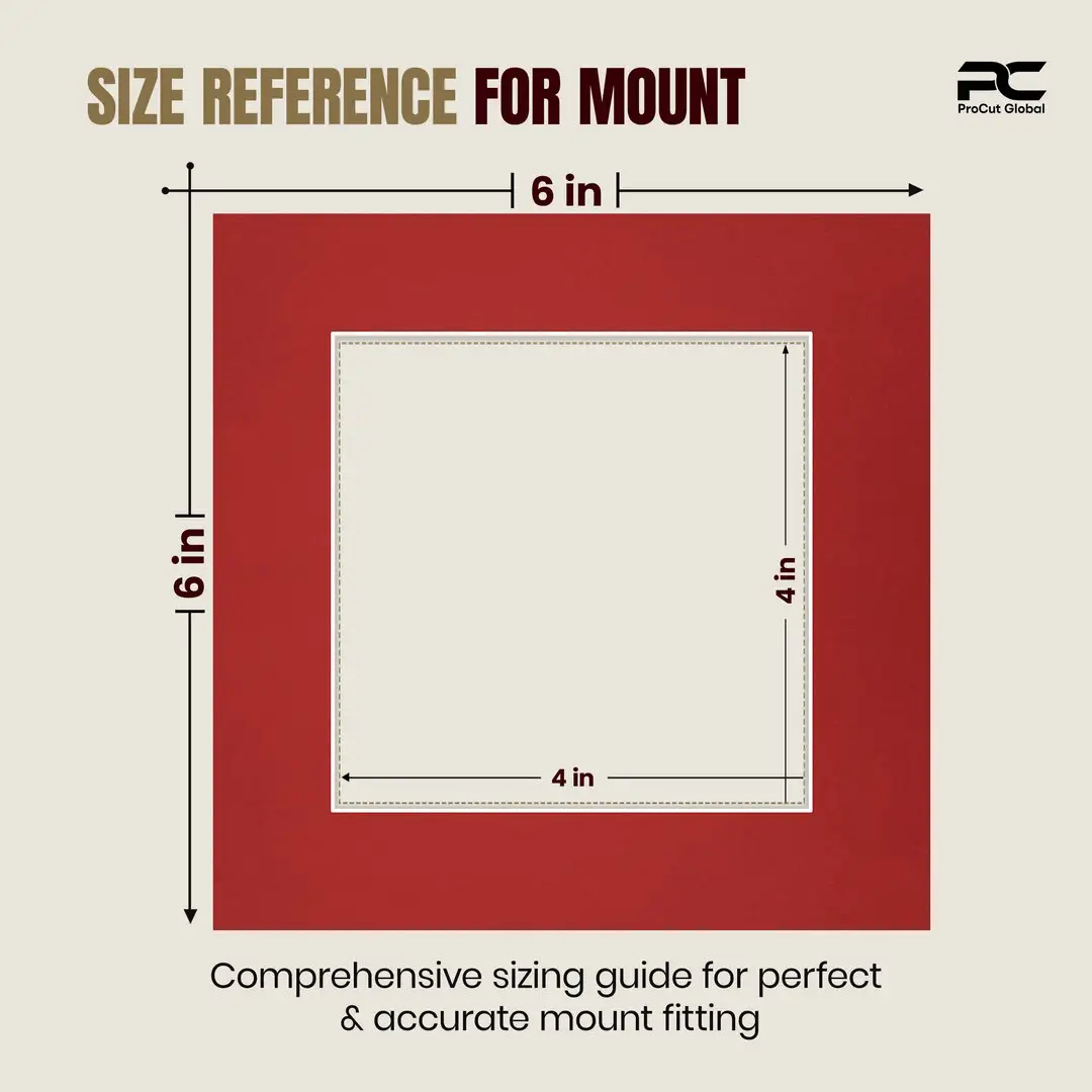 Crimson 6x6" Picture Mount With 4x4" Aperture | Acid-Free Mat Board For Picture Frames thumbnail 3