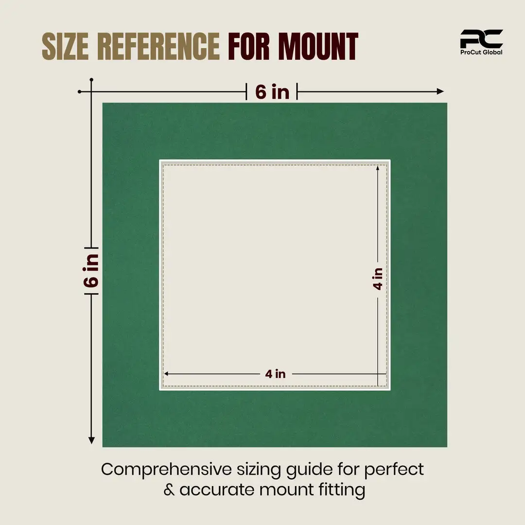 Emerald (Green) 6x6" Picture Mount With 4x4" Aperture | Acid-Free Picture Mount Board thumbnail 3