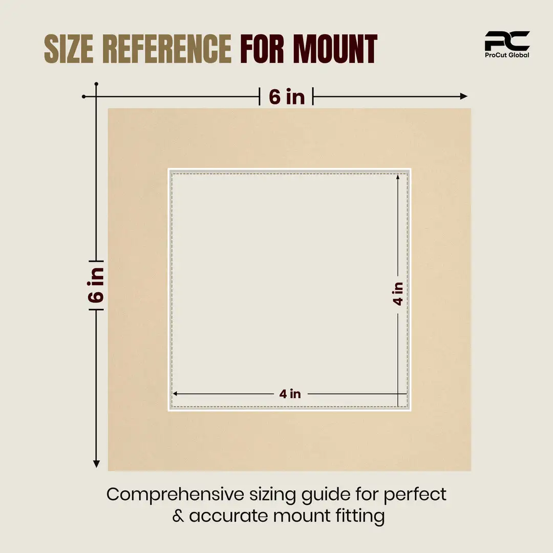 Ivory 6x6" Picture Mount With 4x4" Aperture | Acid-Free Picture Mount Board thumbnail 3