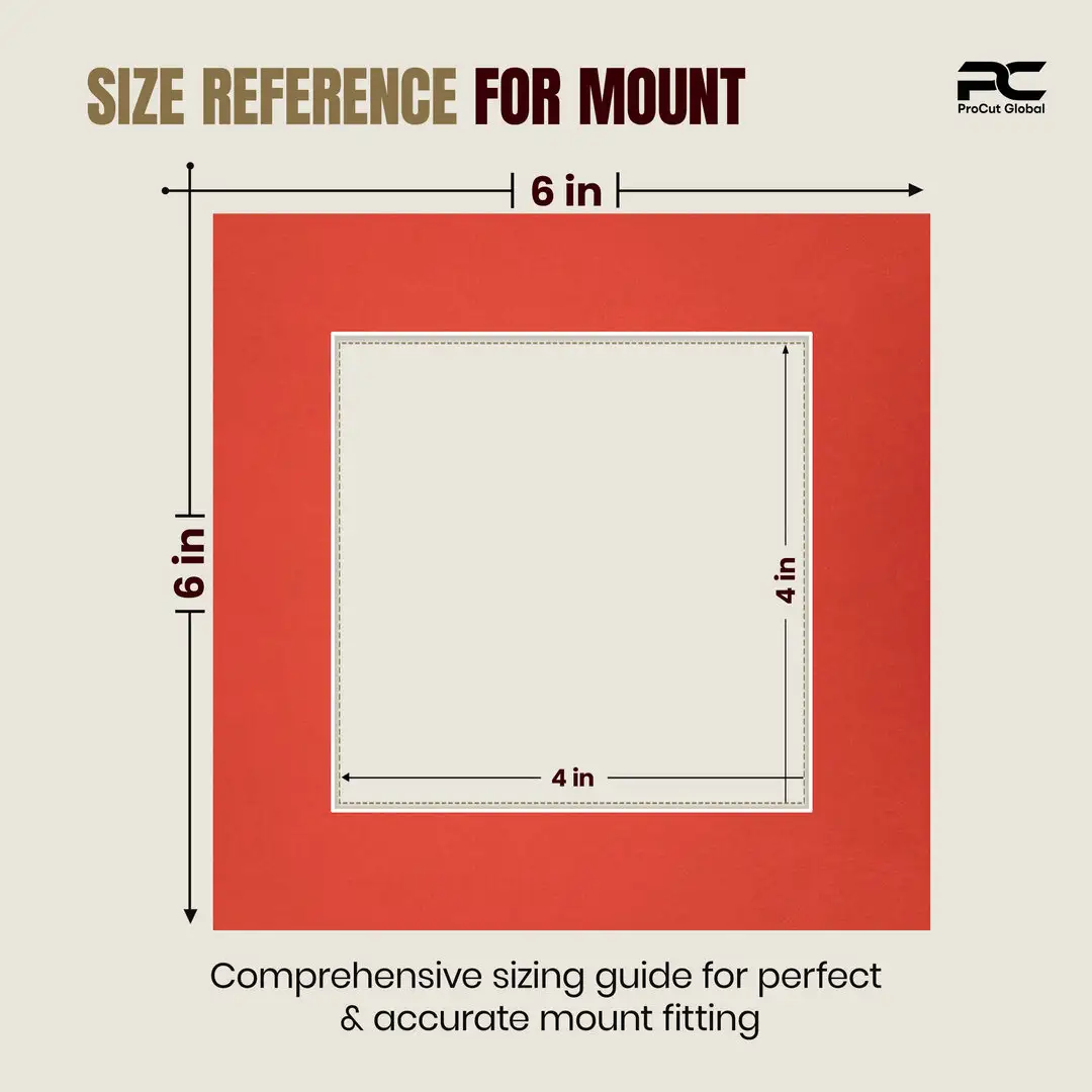 Poppy Red 6x6" Picture Mount With 4x4" Aperture | Acid-Free Mat Board For Picture Frames thumbnail 3