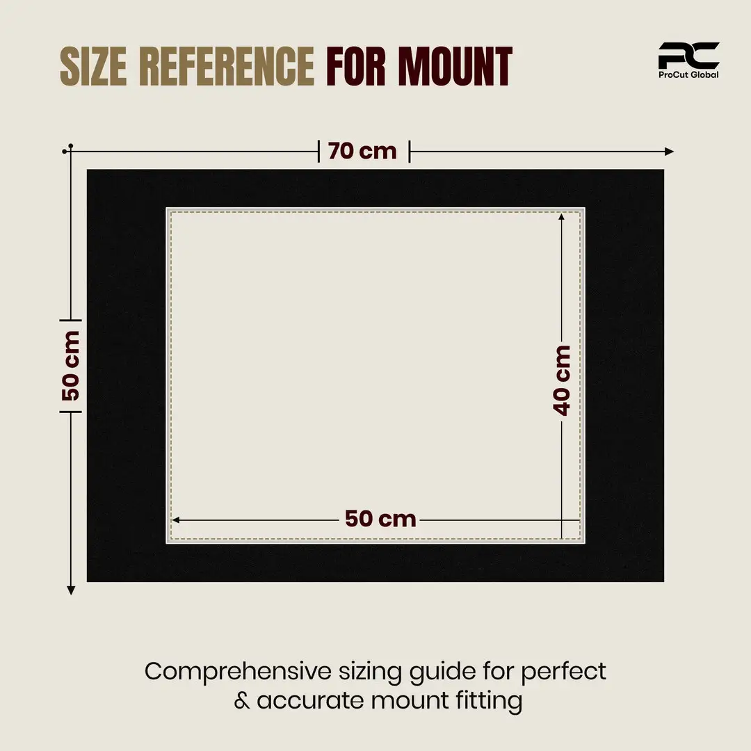 Black 70x50cm Picture Mount With 50x40cm Aperture | Acid-Free Picture Mount Board thumbnail 3
