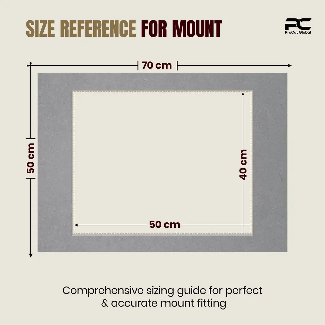 Mid Grey 70x50cm Picture Mount With 50x40cm Aperture | Acid-Free Mat Board For Picture Frames thumbnail 3