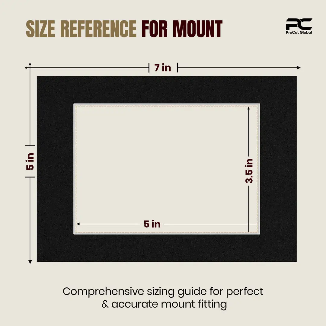 Black 7x5" Picture Mount With 5x3.5" Aperture | Acid-Free Picture Mount Board thumbnail 3