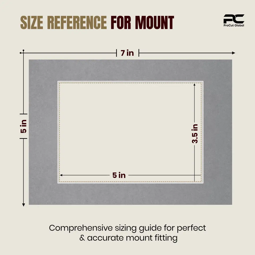 Mid Grey 7x5" Picture Mount With 5x3.5" Aperture | Acid-Free Mat Board For Picture Frames thumbnail 3