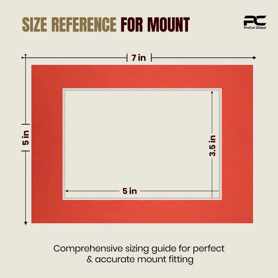Poppy Red 7x5" Picture Mount With 5x3.5" Aperture | Acid-Free Picture Mount Board thumbnail 3