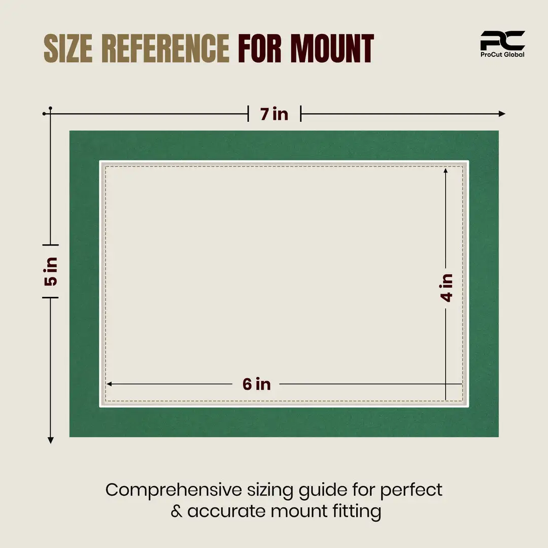 Emerald (Green) 7x5" Picture Mount With 6x4" Aperture | Acid-Free Mat Board For Picture Frames thumbnail 3