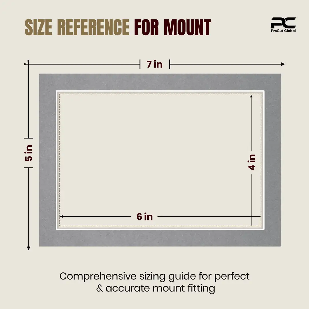 Mid Grey 7x5" Picture Mount With 6x4" Aperture | Acid-Free Mat Board For Picture Frames thumbnail 3