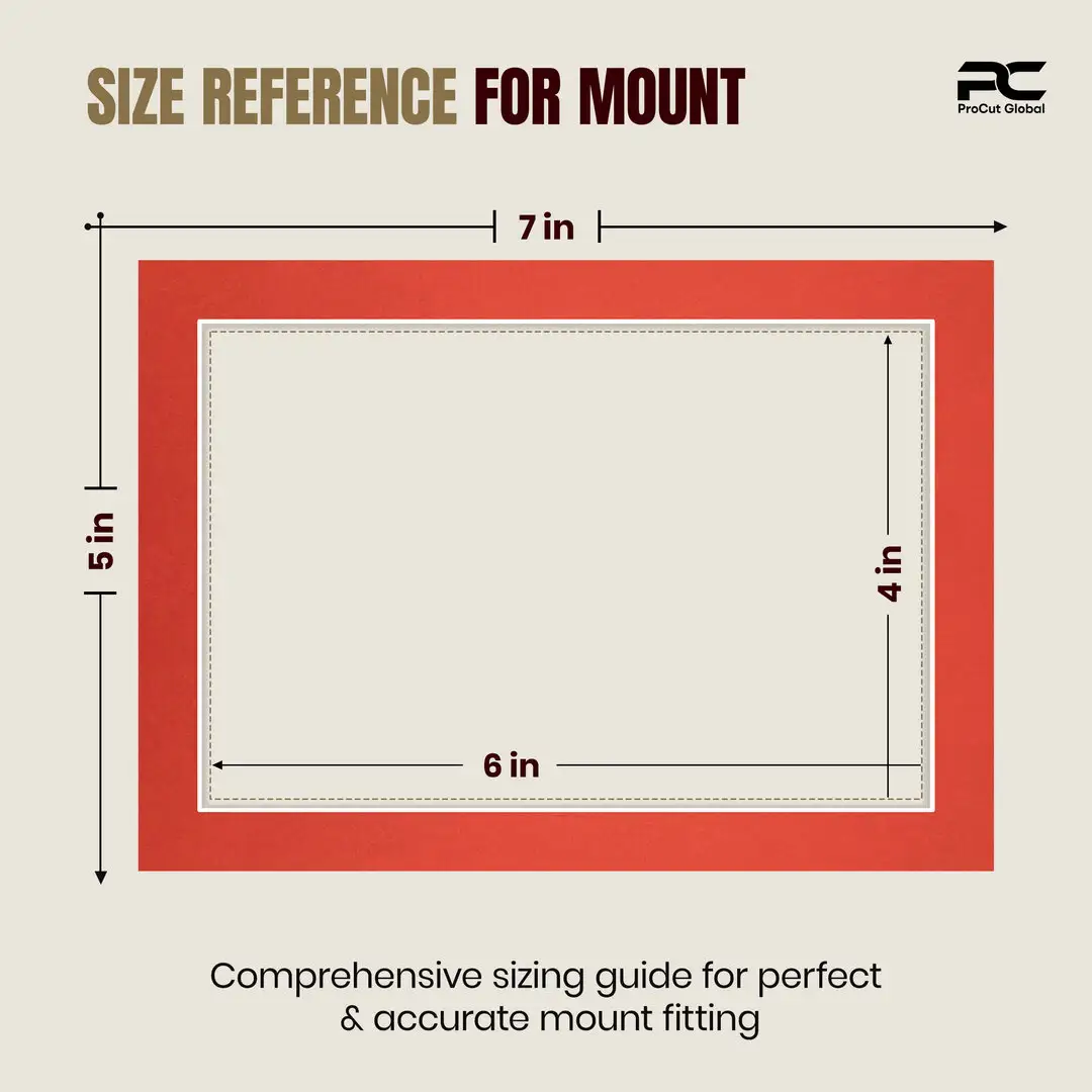 Poppy Red 7x5" Picture Mount With 6x4" Aperture | Acid-Free Mat Board For Picture Frames thumbnail 3