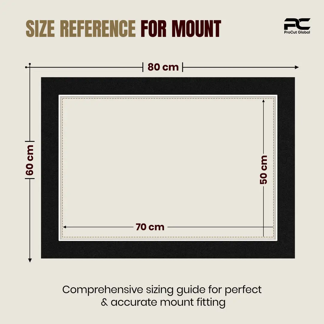 Black 80x60cm Picture Mount With 70x50cm Aperture | Acid-Free Picture Mount Board thumbnail 3