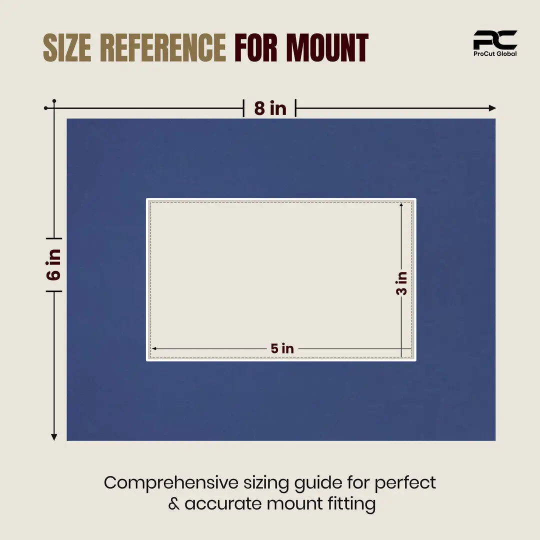 Blue 8x6" Picture Mount With 5x3" Aperture | Acid-Free Mat Board For Picture Frames thumbnail 3