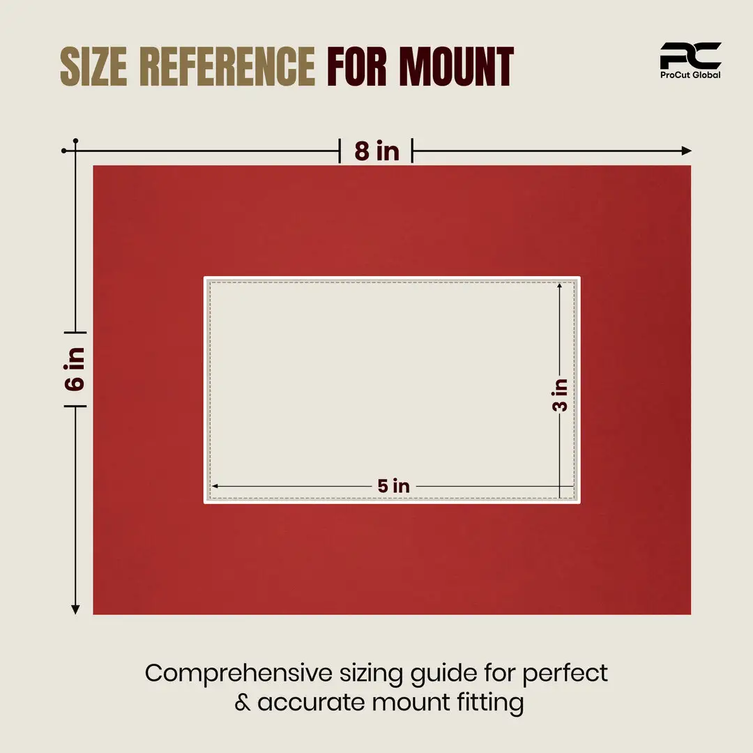 Crimson 8x6" Picture Mount With 5x3" Aperture | Acid-Free Mat Board For Photos & Artwork thumbnail 3