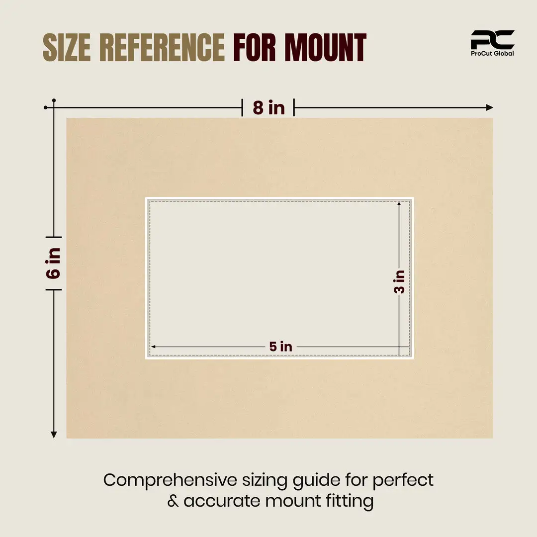 Ivory 8x6" Picture Mount With 5x3" Aperture | Acid-Free Mat Board For Picture Frames thumbnail 3