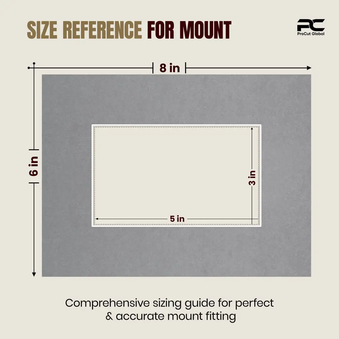Mid Grey 8x6" Picture Mount With 5x3" Aperture | Acid-Free Mat Board For Photos & Artwork thumbnail 3