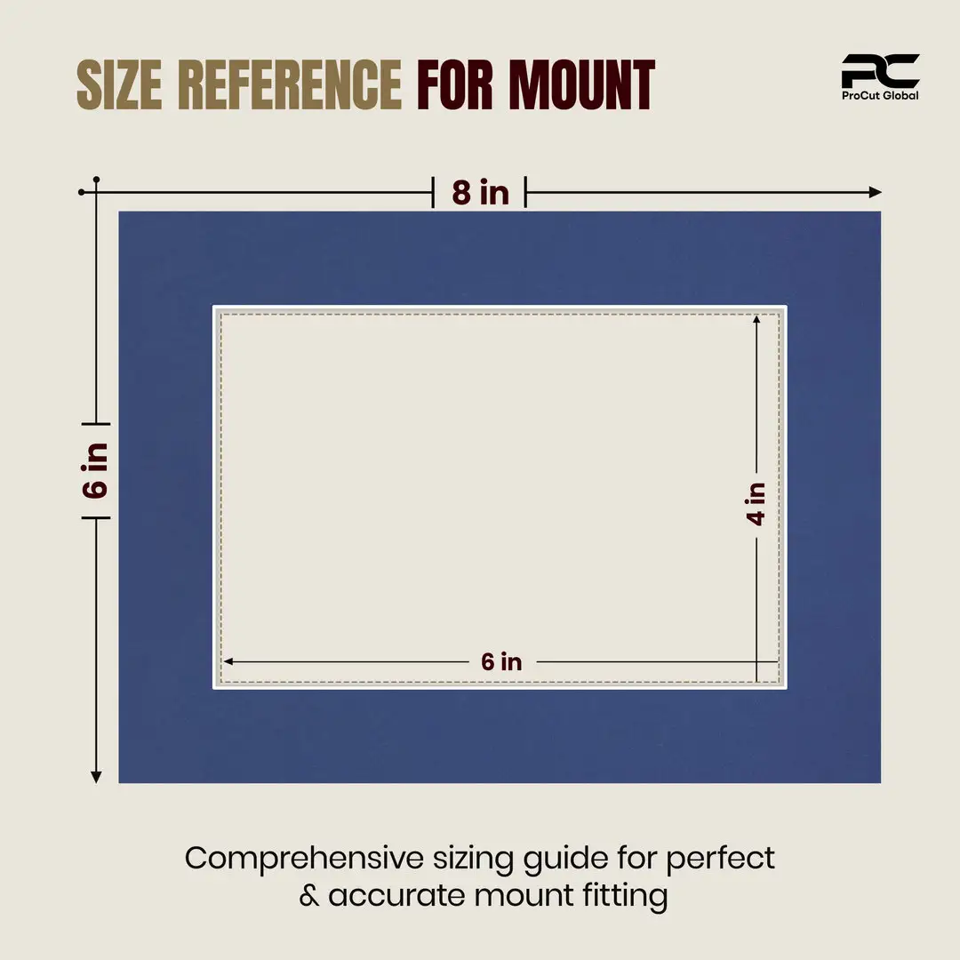Blue 8x6" Picture Mount With 6x4" Aperture | Acid-Free Mat Board For Picture Frames thumbnail 3