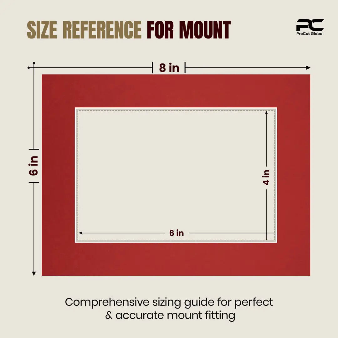 Crimson 8x6" Picture Mount With 6x4" Aperture | Acid-Free Mat Board For Picture Frames thumbnail 3
