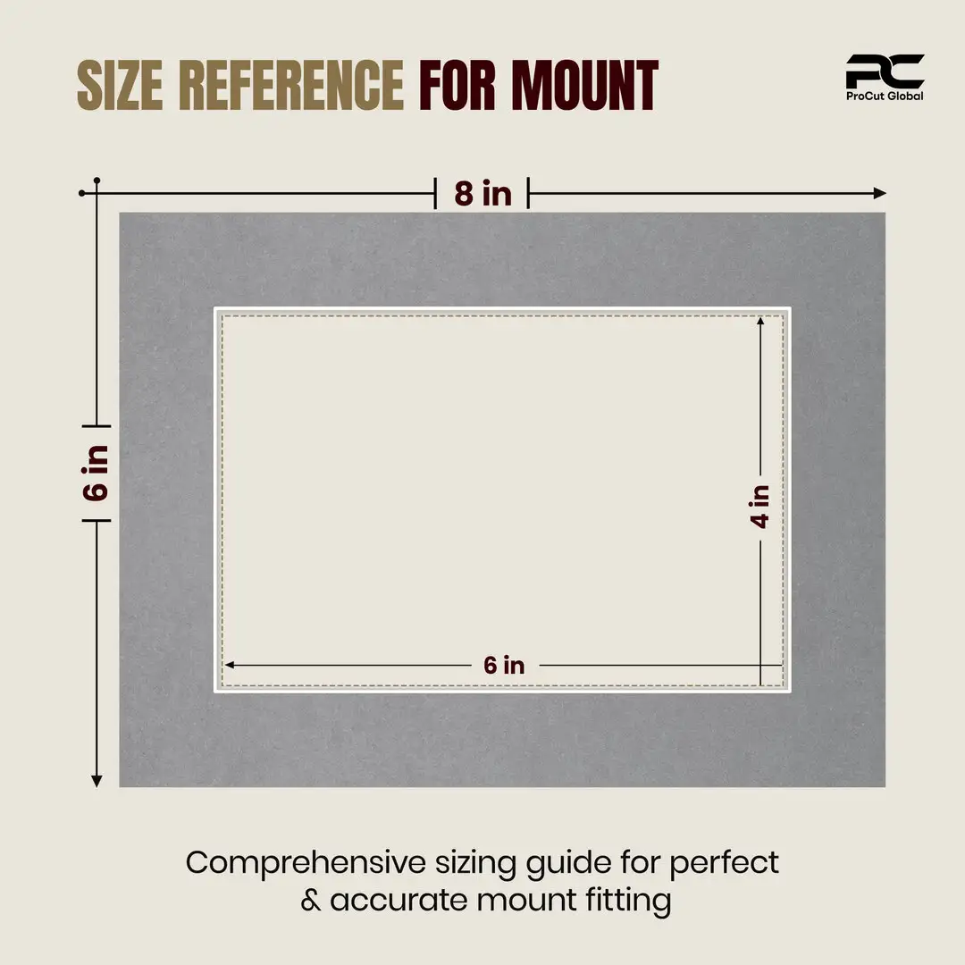 Mid Grey 8x6" Picture Mount With 6x4" Aperture | Acid-Free Mat Board For Picture Frames thumbnail 3