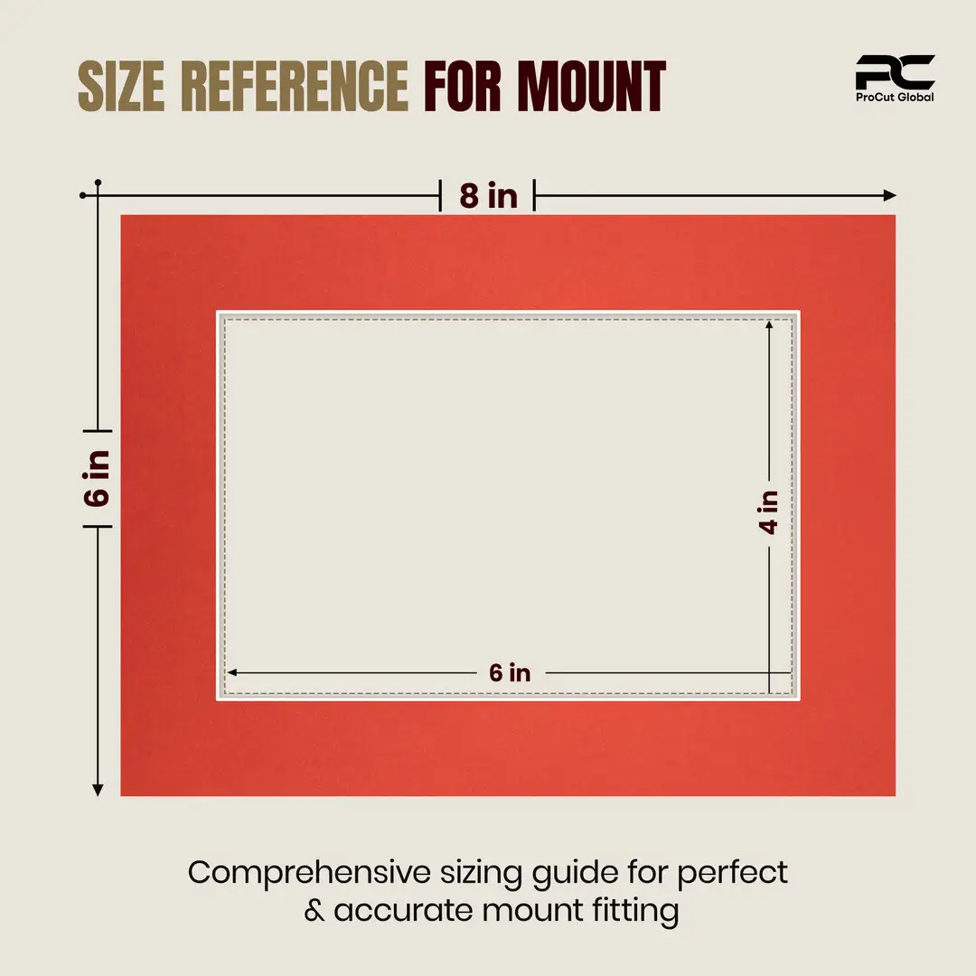 Poppy Red 8x6" Picture Mount With 6x4" Aperture | Acid-Free Picture Mount Board thumbnail 3