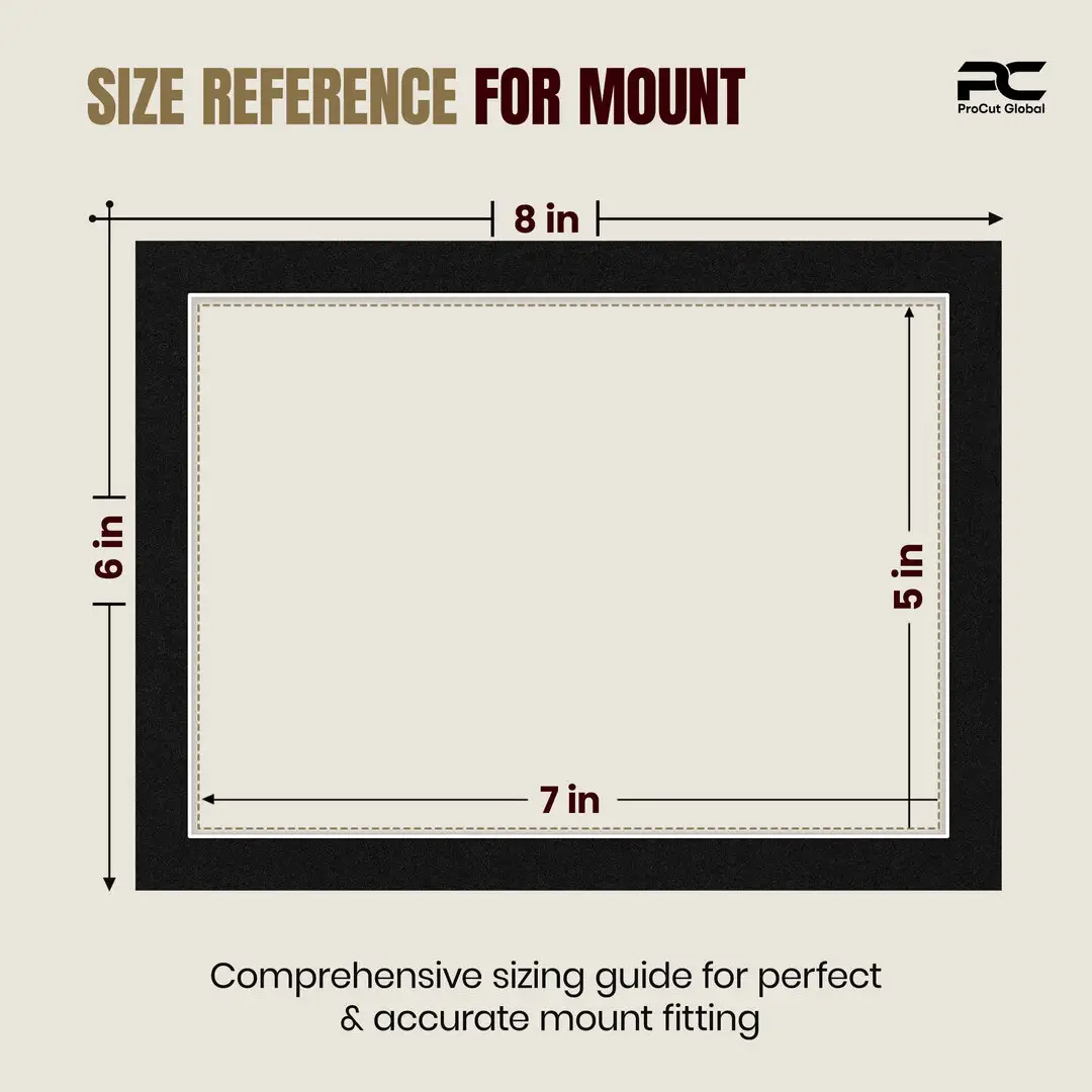 Black 8x6" Picture Mount With 7x5" Aperture | Acid-Free Picture Mount Board thumbnail 3