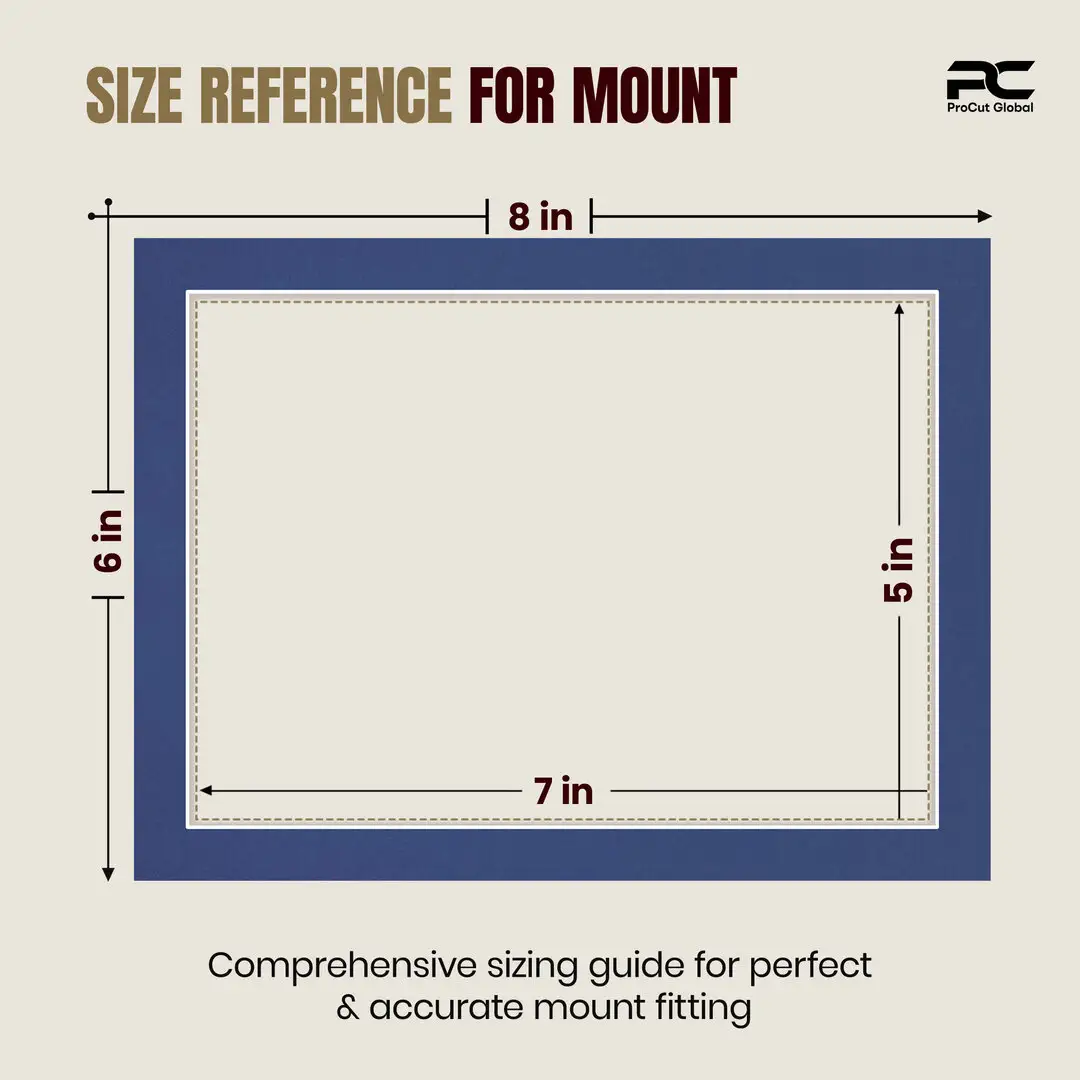 Blue 8x6" Picture Mount With 7x5" Aperture | Acid-Free Mat Board For Photos & Artwork thumbnail 3