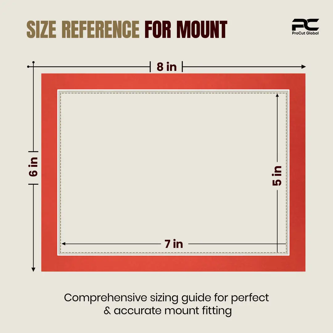 Poppy Red 8x6" Picture Mount With 7x5" Aperture | Acid-Free Picture Mount Board thumbnail 3