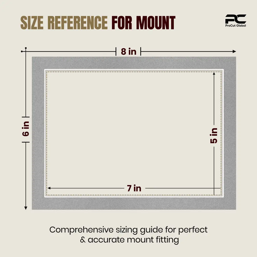 Silver 8x6" Picture Mount With 7x5" Aperture | Acid-Free Picture Mount Board thumbnail 3